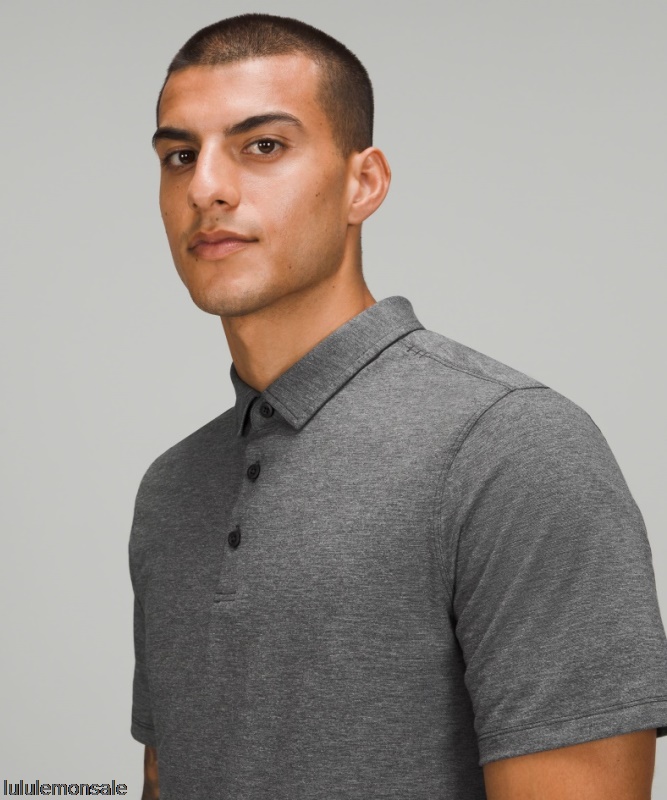 Lululemon Verkauf DELULU742 | Lululemon Deutschland Schwarz Meliertes Kurzarm-poloshirt Evolution